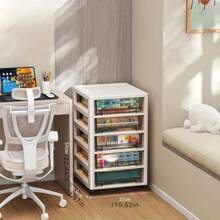 1 pieza Caja de almacenamiento de cajón de plástico, organizador debajo del escritorio, estantería para archivos de escritorio de oficina, bandeja para aperitivos de dormitorio, hecha de material PP, accesorios de escritorio - Multicolor - Ver 2
