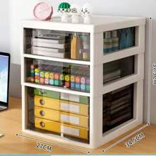 1 pieza Caja de almacenamiento de cajón de plástico, organizador debajo del escritorio, estantería para archivos de escritorio de oficina, bandeja para aperitivos de dormitorio, hecha de material PP, accesorios de escritorio - Multicolor - Ver 8