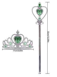 1 套儿童冰雪奇缘心形头带和心形魔杖 2 件，水晶装饰，节日派对道具