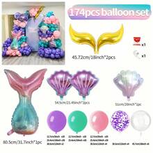 Trang trí sinh nhật nàng tiên cá - Bóng bay nhôm polyester hình vỏ nàng tiên cá, Thích hợp cho trang trí tiệc theo chủ đề nàng tiên cá, Trang trí tiệc sinh nhật, Trang trí đám cưới, Kỷ niệm, Trang trí Giáng sinh - Bộ đồ nàng tiên cá - Xem 8