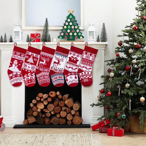 1 Stück Strumpf, 45cm große gestrickte Muster Strümpfe, Weihnachtsstrumpf für Heim Dekoration, Feiertags- und Familien-Strumpf für Kamin Party Dekoration, beste Geschenke Weihnachts Dekorationen Winter Zimmer Deko