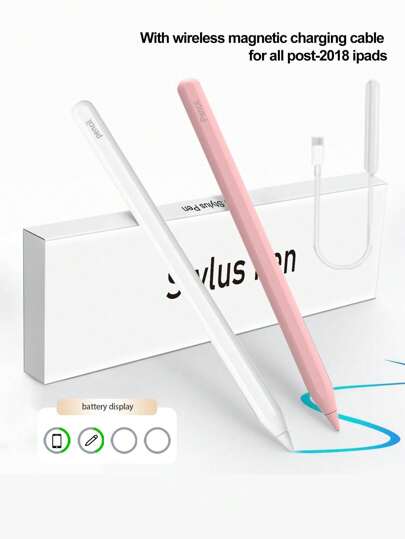 قلم تعمل باللمس متوافق مع قلم iPad مع شحن لاسلكي مغناطيسي، مع كابل شحن مغناطيسي، مع رفض راحة اليد، حساسية الميل، يعمل مع iPad Air 3/4/5، iPad Mini 5/6، iPad 6/7/8/9/10، iPad Pro 11"، iPad Pro 12.9"، 90 مللي أمبير