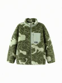 Balabala Boys' & Girls' Fleece Jacket Color Block Design For Fall/Winter 2024 - Green - View 8