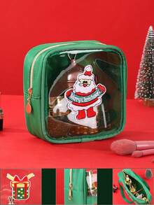 Túi đựng mỹ phẩm quà tặng Giáng sinh bán chạy nhất. Túi đựng dụng cụ trang điểm chữ Chenille, Túi đựng đồ dung tích lớn bằng PVC, Túi đựng mỹ phẩm di động trong suốt, Túi đựng đồ vệ sinh cá nhân du lịch đa chức năng - Nhiều màu - Xem 2