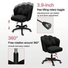 Office Chair Cute Petal Desk Chair, Modern Fabric Home Butterfly Chairs Height Adjustable Chair Makeup Chairs Computer Chairs - Black - View 3