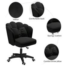 Office Chair Cute Petal Desk Chair, Modern Fabric Home Butterfly Chairs Height Adjustable Chair Makeup Chairs Computer Chairs - Black - View 4