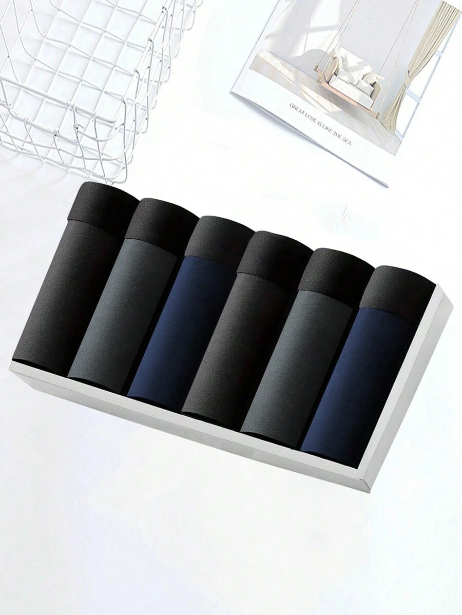 6 条装男士内裤高弹力透气男式平角基本款平角短裤时尚礼物大码内衣男士三角裤 - 彩色 - 查看 1