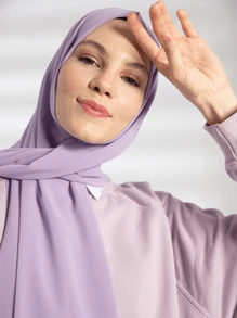 1pc Basic Pearl Chiffon Muslim Hijabs Scarf, Daily Wear - Multicolor - View 32