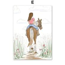 1 件自然花卉百合马网球树读书墙艺术帆布画北欧海报和墙壁图片女孩房间装饰无框架 - 彩色 - 查看 9