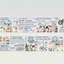 Băng keo 1Roll, Loạt truyện thị trấn nhỏ, Nhãn dán chủ đề ngôi nhà theo phong cách nghệ thuật tinh tế cổ điển, Vật dụng làm sổ lưu niệm, Sổ tay trang trí, Khung ảnh, Ốp điện thoại di động, Cốc đựng nước, Tạp chí rác, Hộp văn phòng phẩm, Ảnh ghép cá nhân tự làm - Nhiều màu - Xem 14