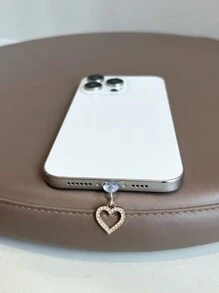 1 cái phích cắm chống bụi cổng sạc điện thoại hình trái tim, thiết kế rỗng bằng đá Rhinestone mạ điện, tương thích với iPhone có cổng Lightning và điện thoại Android có cổng Type C - Nhiều màu - Xem 9