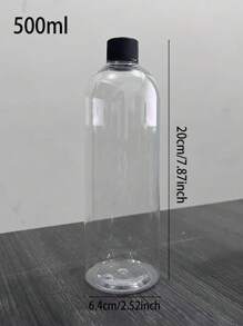 1pc 100ml/250ml/500ml Transparent Plastic Sample/Travel Size Bottle With Cap, Round Liquid Filling Bottles Home Bathroom Decor Fall Decor Back To School - Clear - View 13
