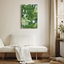 1 Pc Framed Canvas Wall Art For Living Room Botanical Wall Art Modern Wall Decor With Green Plant Pictures For Bedroom Bathroom - 彩色 - 查看 4