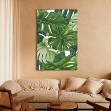 1 Pc Framed Canvas Wall Art For Living Room Botanical Wall Art Modern Wall Decor With Green Plant Pictures For Bedroom Bathroom - 彩色 - 查看 2