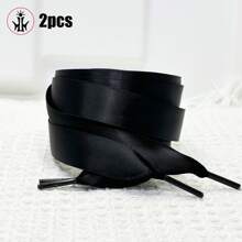 1双丝绸鞋带，2厘米双面缎带，扁平丝绸鞋带，黑色、白色和糖果色可选，适用于男女运动鞋、休闲鞋、白色鞋子，冬季礼物之选 - 黑色 - 查看 6