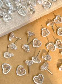 miwoo 50/100 Stück herzförmige Reißnägel, dekorative Reißzwecken aus transparentem Plastik für Poster, Büro, Fotos, Karten, Schulen, Klassenzimmer Schulanfang, Schulmaterial