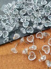 miwoo 50/100 Stück herzförmige Reißnägel, dekorative Reißzwecken aus transparentem Plastik für Poster, Büro, Fotos, Karten, Schulen, Klassenzimmer Schulanfang, Schulmaterial