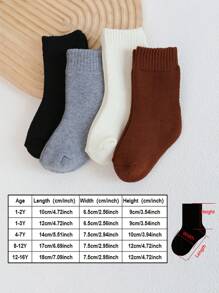 4双儿童保暖袜，温暖厚实，适合秋冬季5度以下 - 彩色 - 查看 3