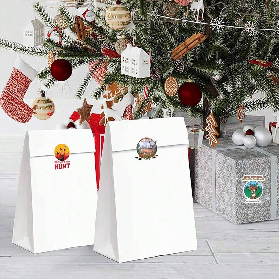 500pcs Hunting Sticker Roll, Cute Cartoon Aesthetic Graffiti 1 Inch