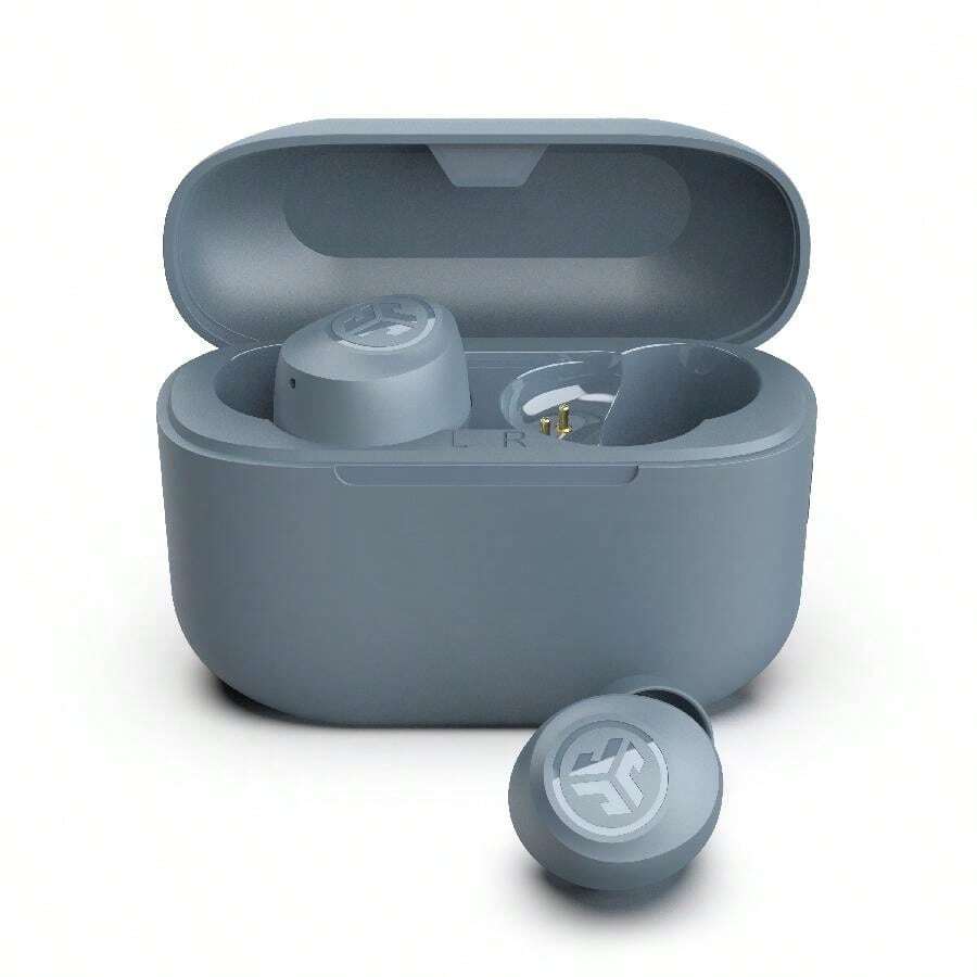 JLab Go Pop+ True Wireless Bluetooth Earbuds + USB Charging Case, Dual Connect, IPX4 Sweat Resistance, Bluetooth 5.1 Connection, 3 EQ Sound Settings Signature, Balanced, Bass Boost - 板岩+ - 查看 1