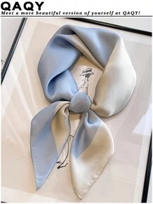 1pc Fashion Minimalist Color Block Splice Printed Faux Silk Multifunctional Women Scarf, Suitable For Daily, Home Leisure, Outdoor Windproof, Commuting Warmth, Dance Party, Holiday Gift, Elegant Women Clothing Accessory