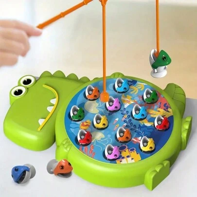 Magnetic Dinosaur Fishing Game Toy - Fun Interactive Puzzle For Kids With Suction Hook, Non-Charged, Parent-Child Bonding Activity, Holiday Gift Idea, Accessory Rod And Fish Included (Random Style)