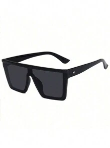 一副黑色超大号一体式时尚眼镜，时尚街头风沙滩配饰眼镜 - 黑色 - 查看 4