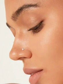 BALMORA 1 件纯银 S925 银精致优雅简约迷你彩色单圆锆石金鼻环女士聚会日常佩戴朋友珠宝礼物 - 金色 - 查看 3