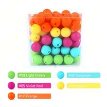 50 件霓虹硅胶珠子套件 - 12/15 毫米鲜艳圆珠混合套装，DIY 珠宝制作工艺配件，时尚装饰珠子，适用于笔饰、手链、项链、钥匙扣和多用途创意礼物 - 彩色 - 查看 26
