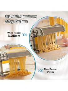 1 台面条机，180 铝合金面条滚筒，配有 9 种可调节厚度设置和 2 个切刀，面条机非常适合制作意大利面条、宽面条、千层面或饺子皮