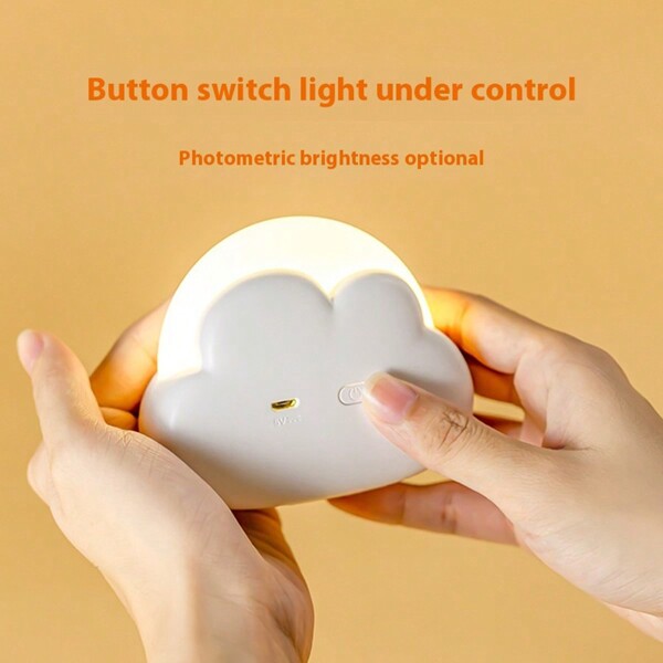 1PC Adjustable Brightness Rechargeable Cloud Night Light, 4 Brightness Options, Cute Cloud Shaped LED Night Light, Bedroom Creative Gift, Bedroom Desktop Mini Ornament Desk Lamp, Birthday Gift, New Internet Celebrity Creative Charging Cute Cloud Night Light
