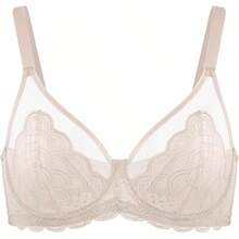 HSIA Minimizer Bra For Women - Plus Size Lace Bra Womans Full Coverage Bras Unlined Underwire Bra For Heavy Breast - 淺粉色 - 查看 5