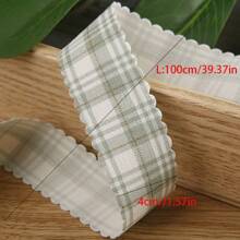 蕾丝格纹丝带，烘焙礼盒鲜花包装蝴蝶结DIY发饰锯齿状涤纶格纹编织丝带