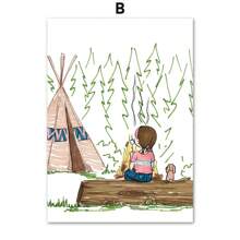 1 件自然花卉百合马网球树读书墙艺术帆布画北欧海报和墙壁图片女孩房间装饰无框架 - 彩色 - 查看 17