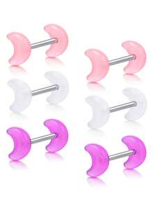 CIZME 16mm 14G Stainless Steel Straight Barbell Piercing Jewelry With Colorful Moon & Star Designs, Unisex Tongue/Nipple Ring - Straight Barbells - View 9