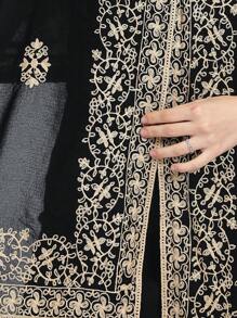 1buc eșarfă neagră brodată cu margine din dantelă elegantă, simplă și grațioasă, învelitoare cu guler șal, eșarfă versatilă potrivită pentru cadou de sărbători, batic de lux