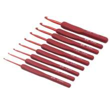 1-9 chiếc kim đan móc len đầu kim loại nhôm mềm nhiều màu sắc Bộ dụng cụ đan kim đan len dệt - Đỏ - Xem 16