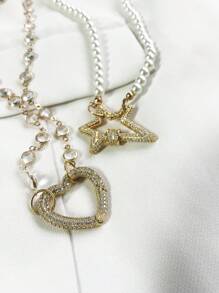 1 件女士复古珍珠项链，款式多样，适合日常佩戴 - 金色 - 查看 2