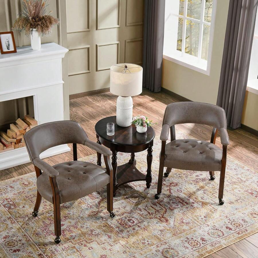 Dining Chair With Casters Set Of 4, Accent Kitchen Table Chairs With