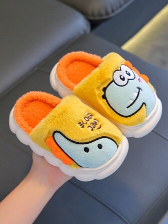 1 par de pantuflas con diseño de dinosaurio para niños, calzado interior antideslizante para niños pequeños, niños y niñas
