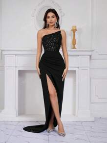Women's New Sequin Fairy Long Sleeveless Fashion Maxi Formal Dress, Elegant,Party Dress,Cocktail