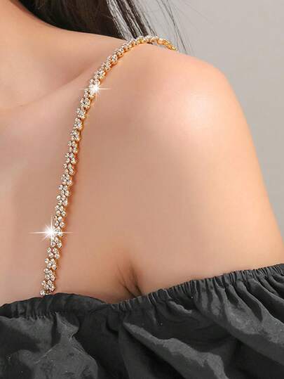 Women's Crystal Bra Strap, Body Chain, Crystal Shoulder Strap, Fashion Crystal Shoulder Strap Chain, Bridal Wedding Body Jewelry Accessory