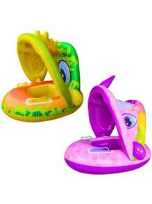 Inflatable Dinosaur Cover Boat Float For Children Baby Swimming Pool - Màu tím - Xem 2
