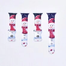 节日圣诞主题硅胶表带与 Apple Watch 兼容 - 柔软、亲肤的替换表带，配有蝴蝶扣，适合 38/40/41/42/44/45/49 毫米型号 SE/Ultra2/9/8/7/6/5/4/3/2/1 - 彩色 - 查看 6