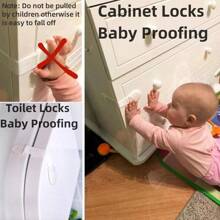 10pcs White Kids Cabinet Locks, Baby Proof Security Protector Drawer Door Cabinet Locks, Plastic Door Locks(After Pasting, Please Let It Stand For 24 Hours Before Use)Baby Shower Family Decorations Gifts - White - View 6