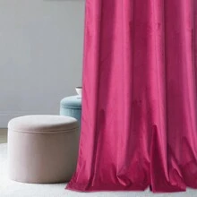 银色金属孔眼天鹅绒窗帘，遮光 1 件，光滑天鹅绒和柔软材料，是卧室、餐厅、厨房、客厅、办公室、酒店、现代室内设计、极简主义魅力风格、波西米亚风、四季通用的理想窗户装饰。改变您的室内装饰！ - 玫紅色 - 查看 3