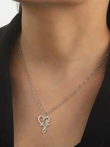 [Faith Cross Necklace] 3pcs Stainless Steel Faith Word "Faith" Letter Heart Amazing Grace Faith Cross Church Prayer Religious Pendant Necklace Set