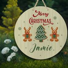 1 件定制名称个性化圣诞门圆形标牌、创意墙面装饰吊坠、房间装饰、感恩节礼物、送给家人和朋友的礼物、特殊礼物、圣诞礼物 - 原木色 - 查看 20