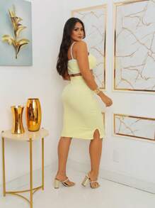 Sun Skirt Set New Model Plus Cropped Top With Padded Cup, New Model Launch 2025. - 香檳色 - 查看 5