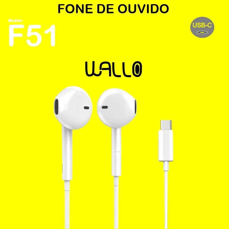 Wallo F51 - Fone de Ouvido Intra-Auricular USB-C de Alta Fidelidade - Branco - Visão 1